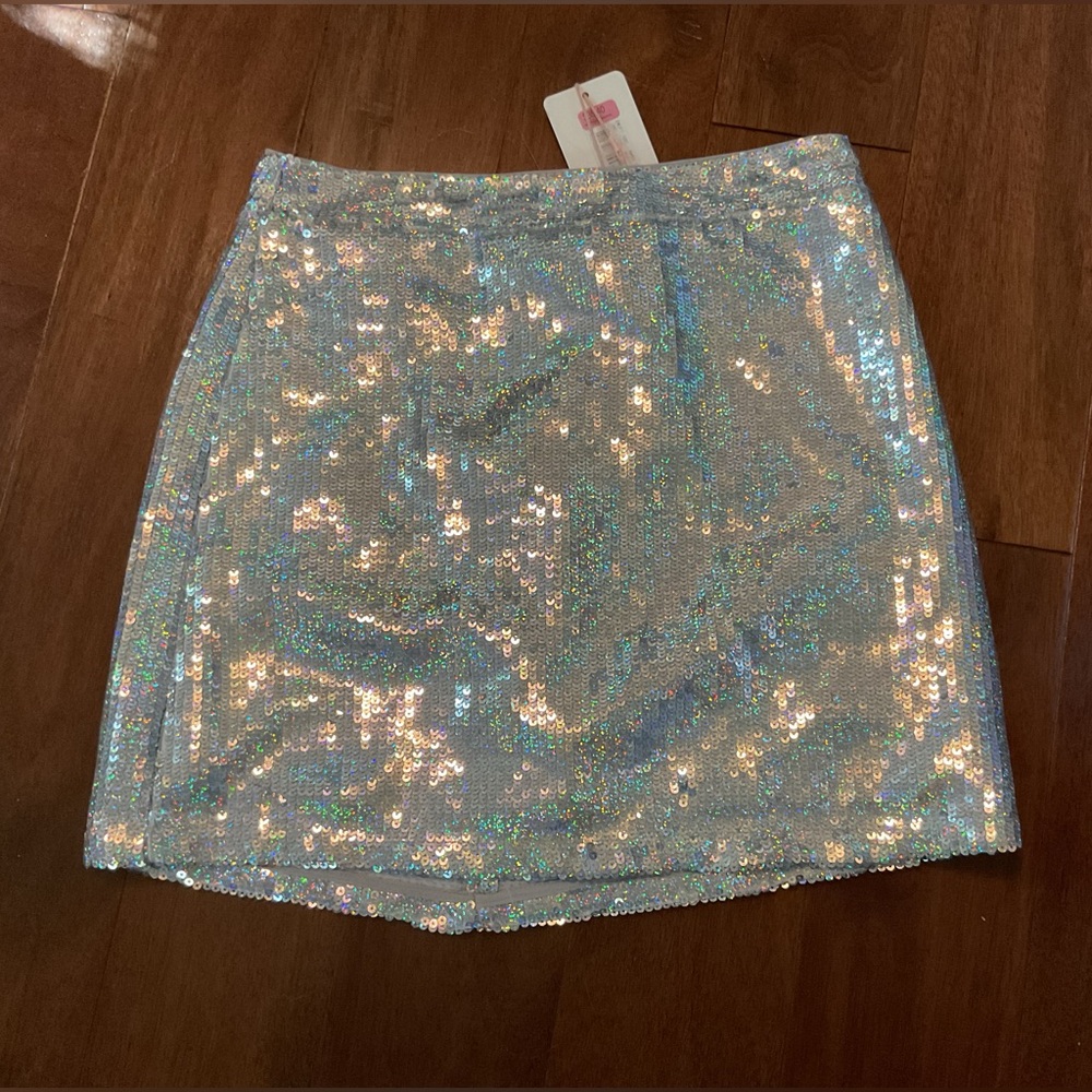 Silver sequin mini skirt